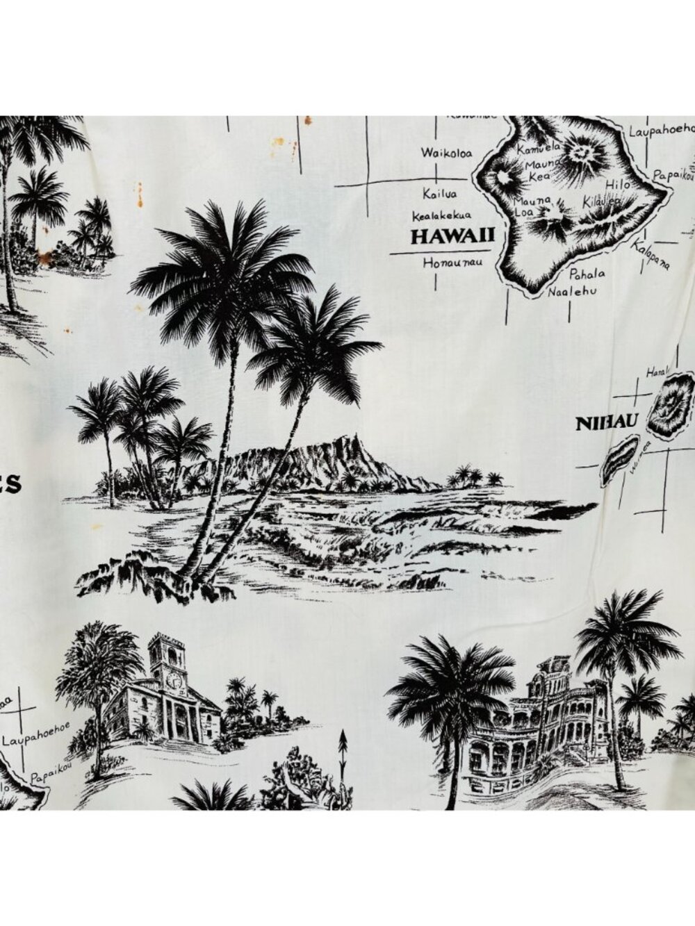 Hawiian Island Button Down Mens Short Sleeve Shirt Size XL Map - Picture 7 of 12